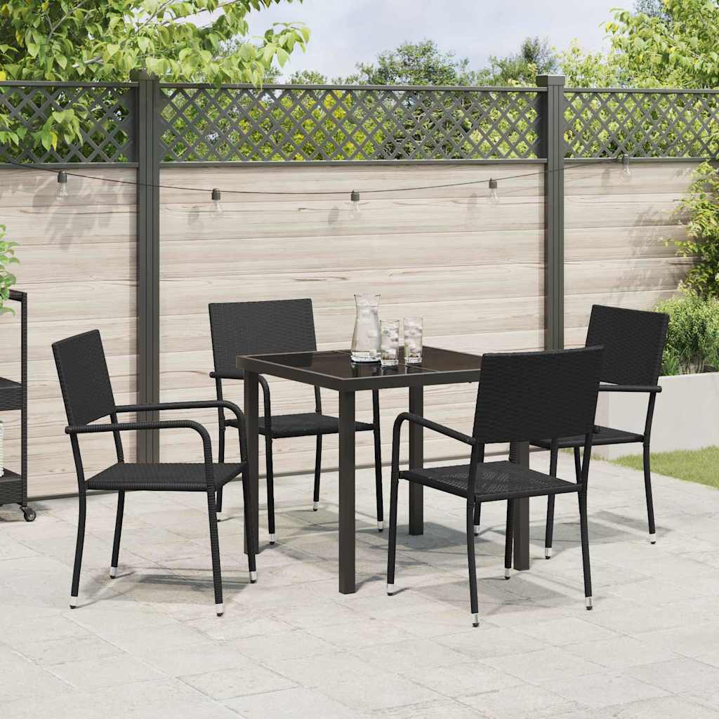 Have Spisebordssæt 5 pcs Sort Poly rattan