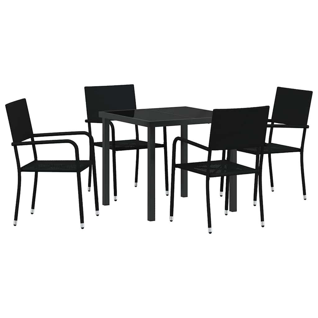 Have Spisebordssæt 5 pcs Sort Poly rattan