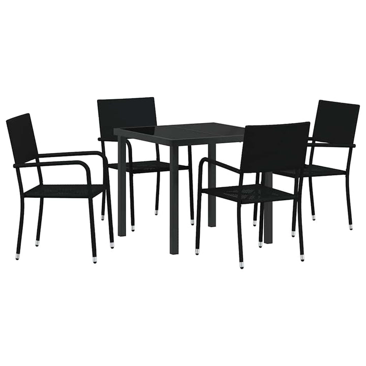 Have Spisebordssæt 5 pcs Sort Poly rattan