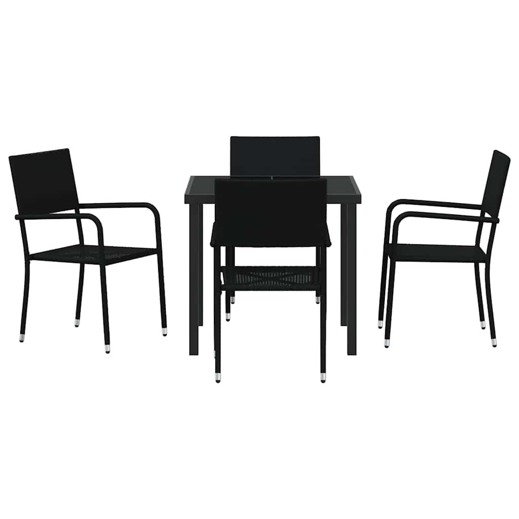Have Spisebordssæt 5 pcs Sort Poly rattan
