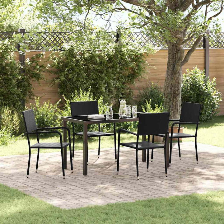 Have Spisebordssæt 5 pcs Sort Poly rattan
