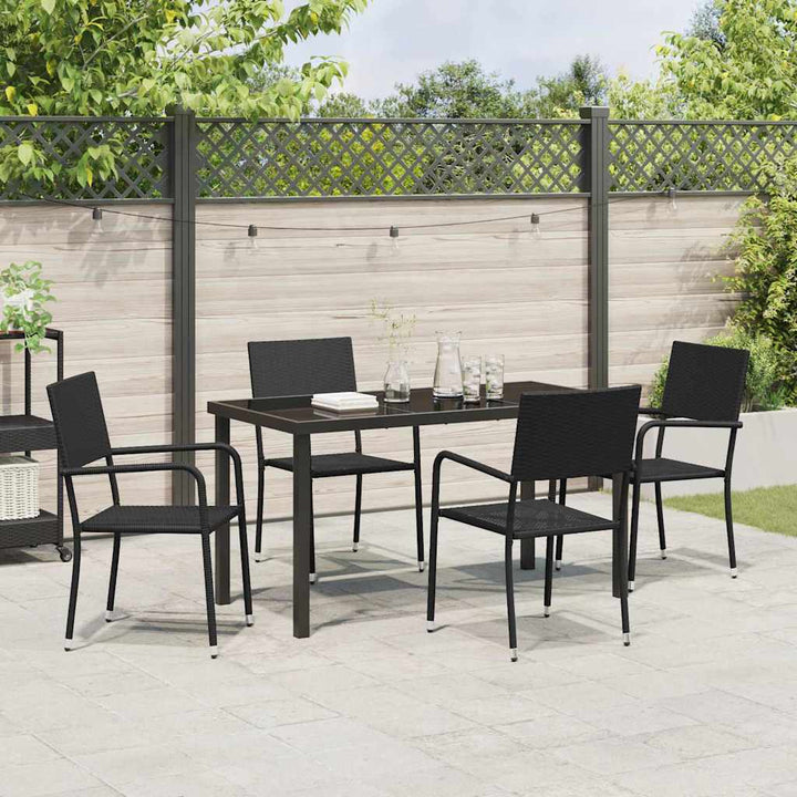 Have Spisebordssæt 5 pcs Sort Poly rattan