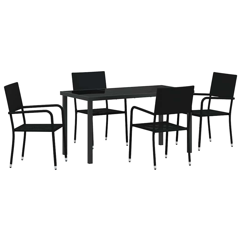 Have Spisebordssæt 5 pcs Sort Poly rattan