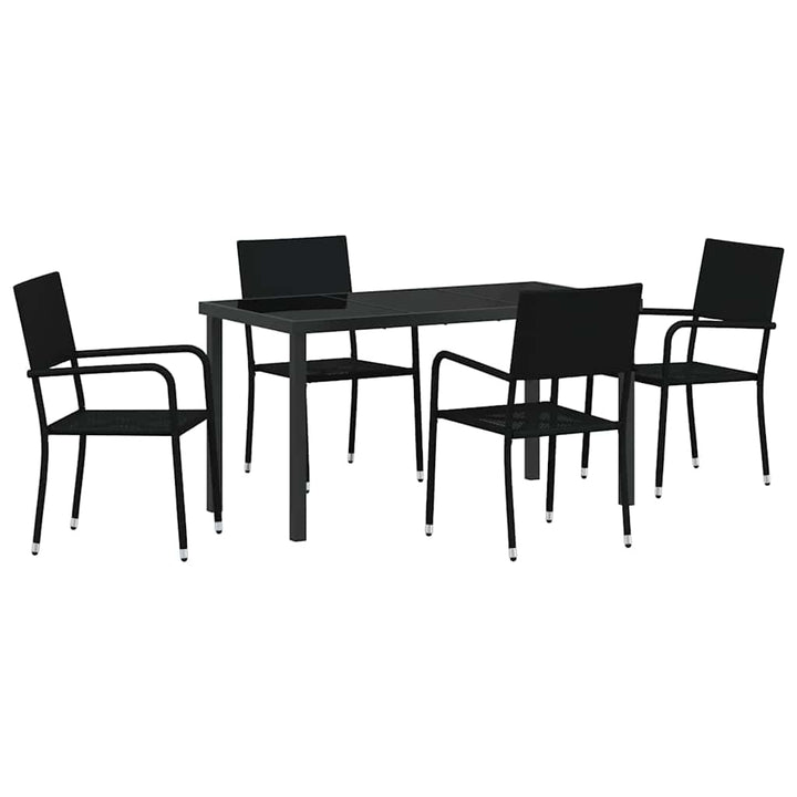 Have Spisebordssæt 5 pcs Sort Poly rattan