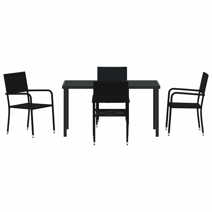 Have Spisebordssæt 5 pcs Sort Poly rattan
