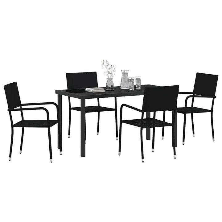 Have Spisebordssæt 5 pcs Sort Poly rattan