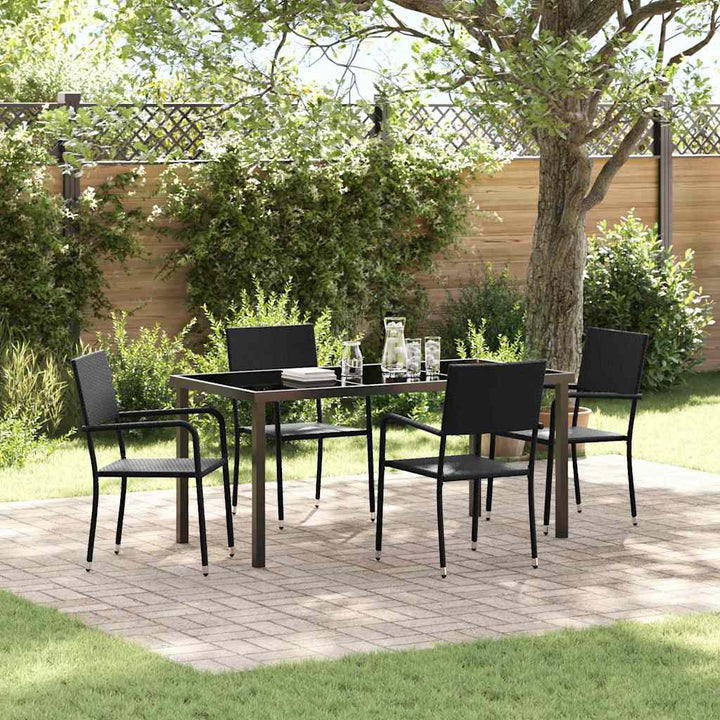 Have Spisebordssæt 5 pcs Sort Poly rattan