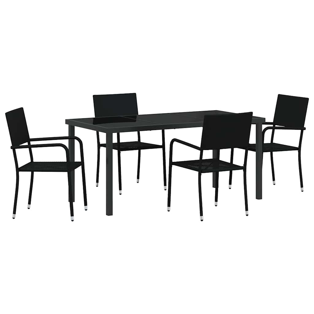 Have Spisebordssæt 5 pcs Sort Poly rattan