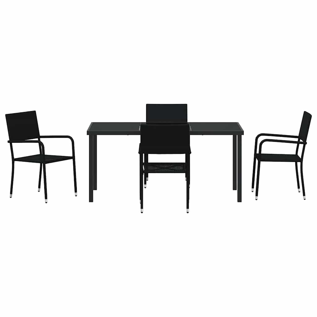 Have Spisebordssæt 5 pcs Sort Poly rattan