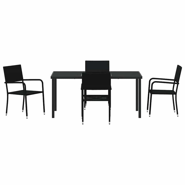 Have Spisebordssæt 5 pcs Sort Poly rattan