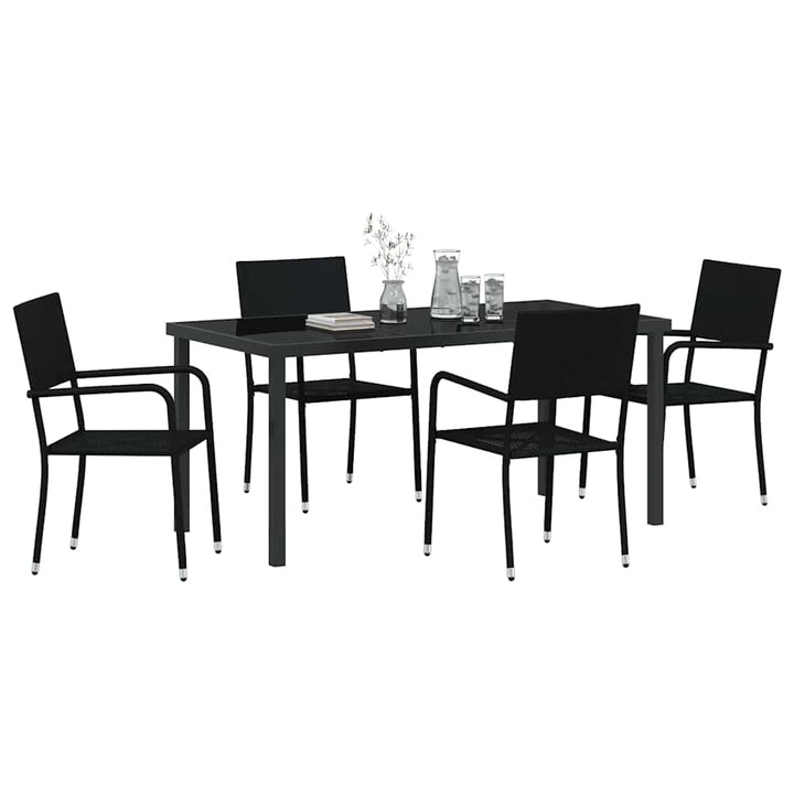 Have Spisebordssæt 5 pcs Sort Poly rattan
