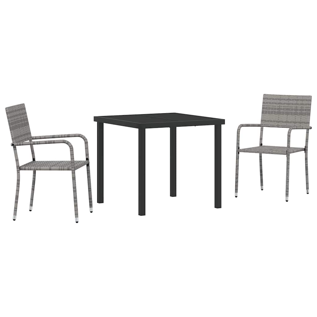 Have Spisebordssæt 3 pcs Grå Poly rattan