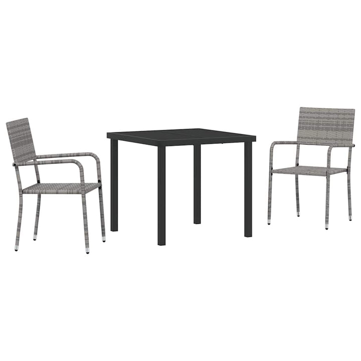 Have Spisebordssæt 3 pcs Grå Poly rattan