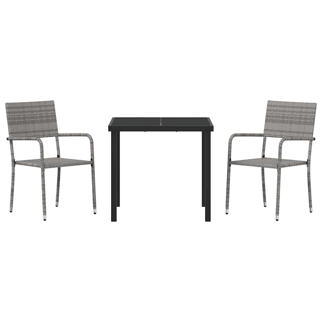 Have Spisebordssæt 3 pcs Grå Poly rattan