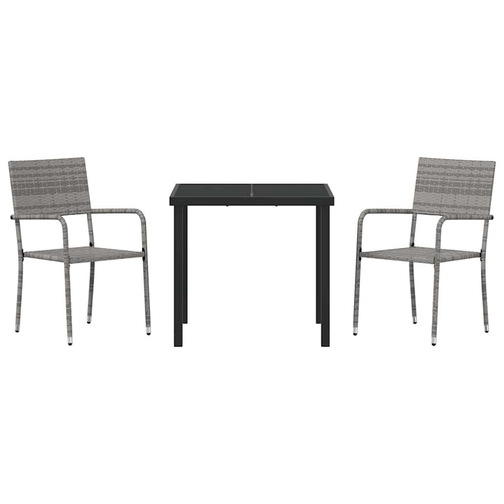 Have Spisebordssæt 3 pcs Grå Poly rattan