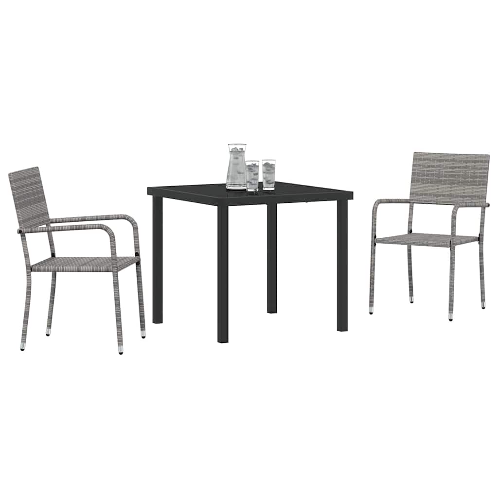 Have Spisebordssæt 3 pcs Grå Poly rattan