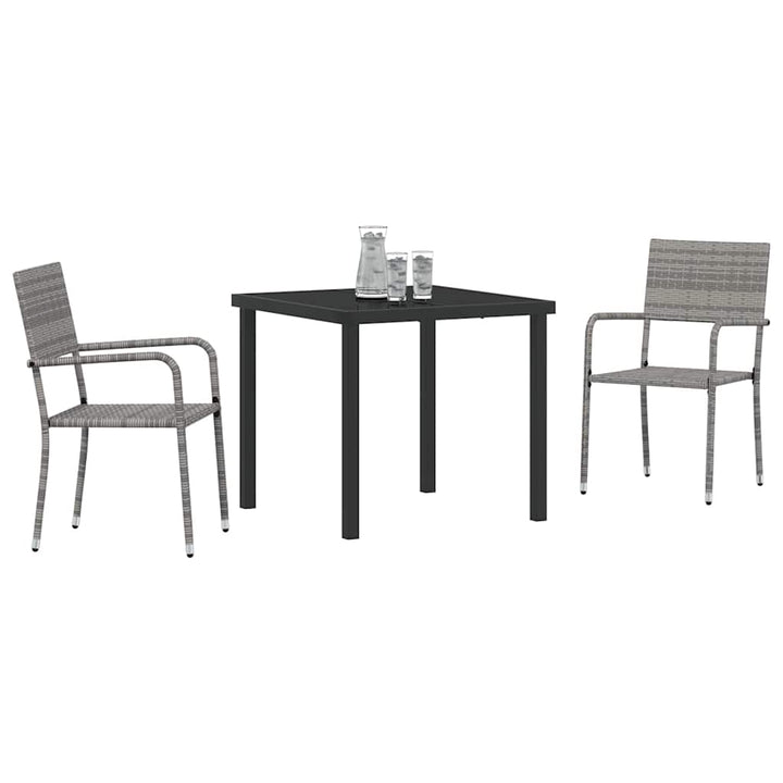 Have Spisebordssæt 3 pcs Grå Poly rattan