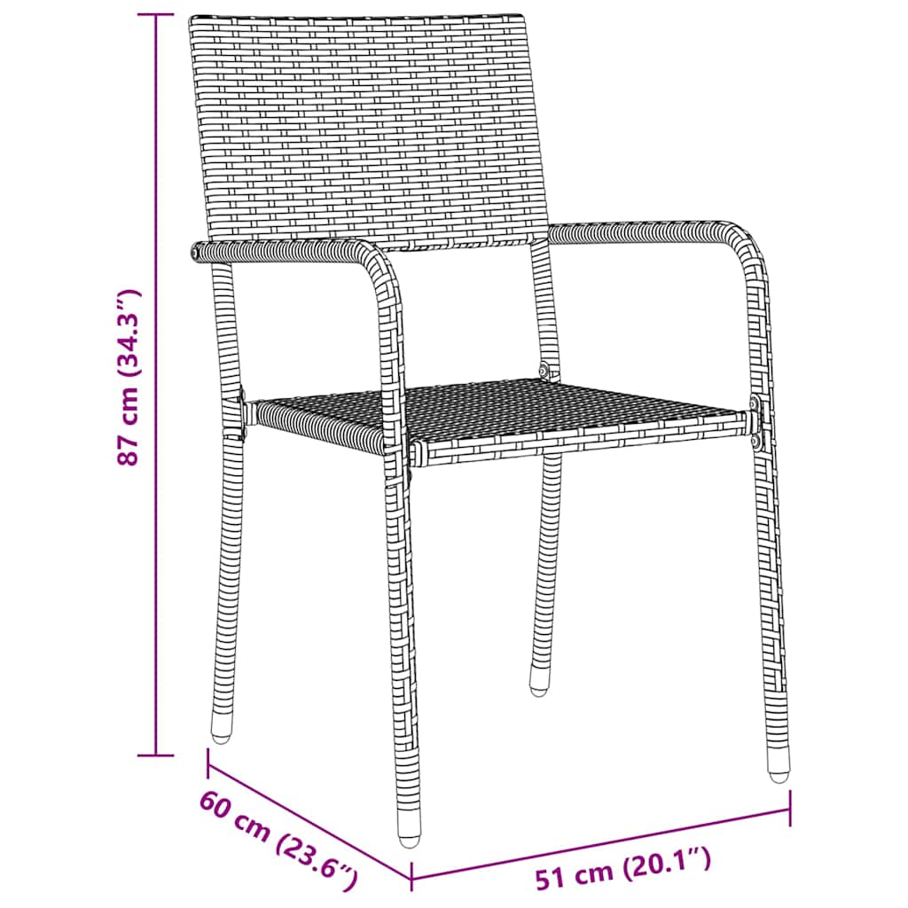 Have Spisebordssæt 3 pcs Grå Poly rattan