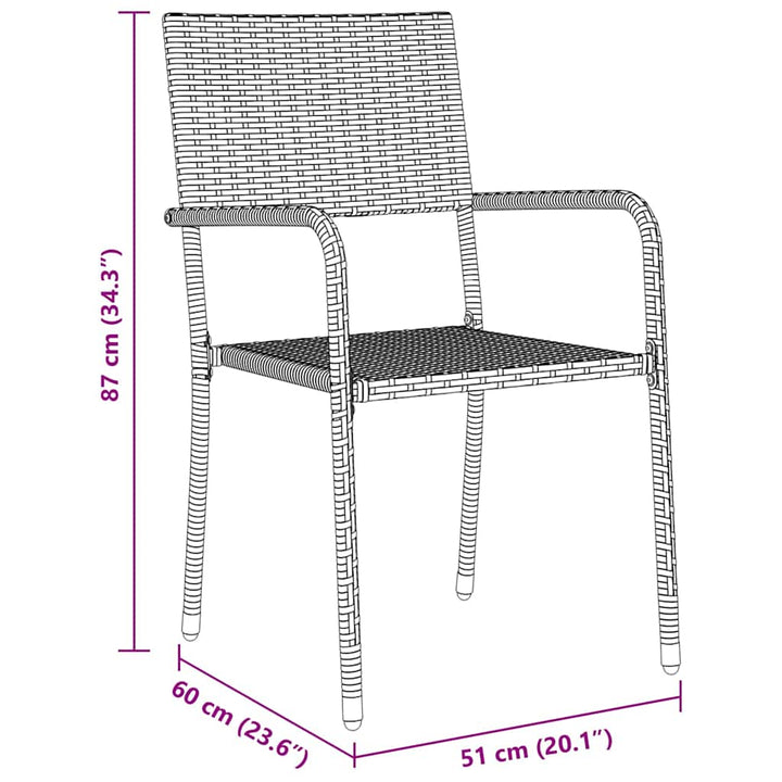 Have Spisebordssæt 3 pcs Grå Poly rattan