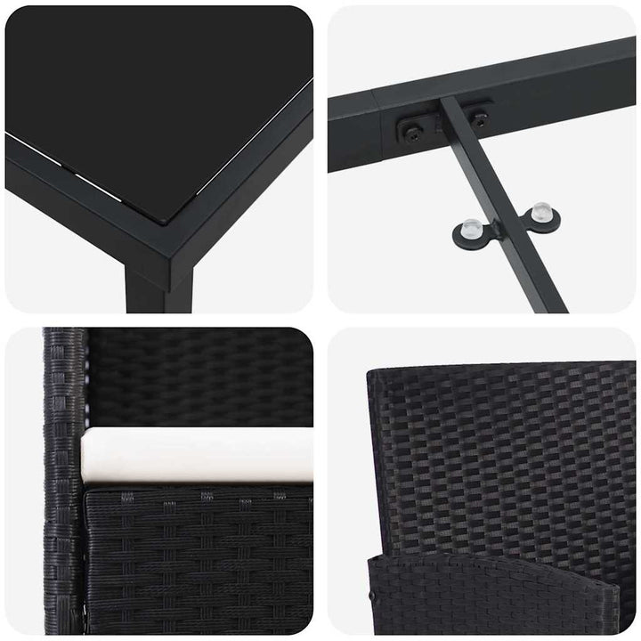 Have Spisebordssæt med pude 5 pcs Sort Poly rattan