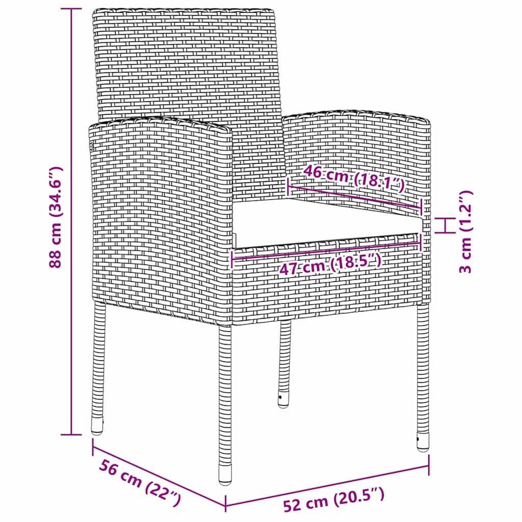 Have Spisebordssæt med pude 5 pcs Sort Poly rattan