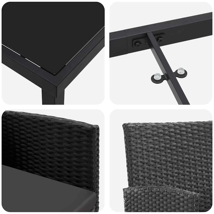 Have Spisebordssæt med pude 5 pcs Sort Poly rattan