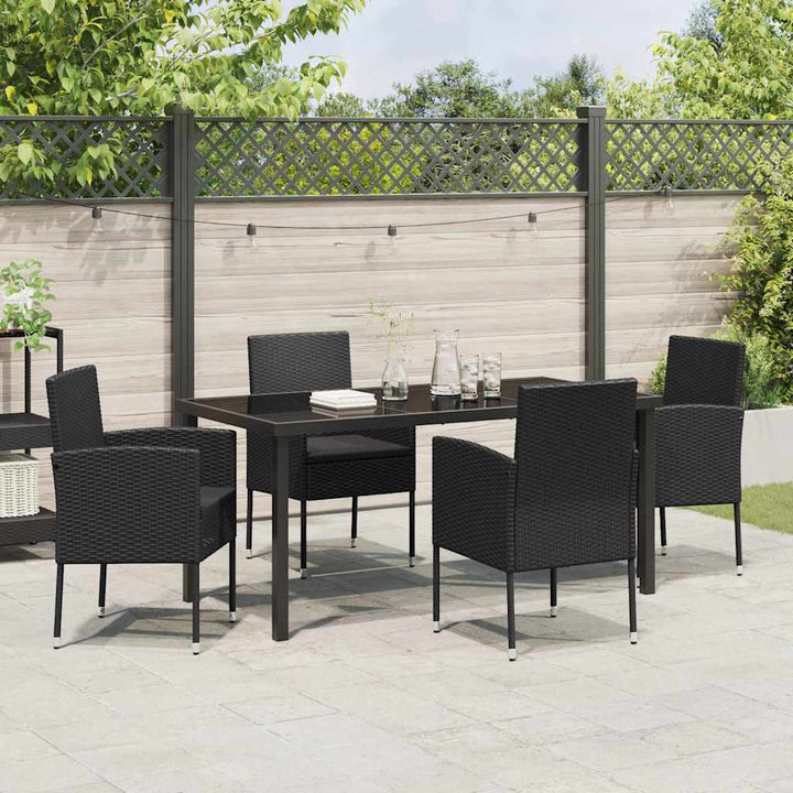 Have Spisebordssæt med pude 5 pcs Sort Poly rattan