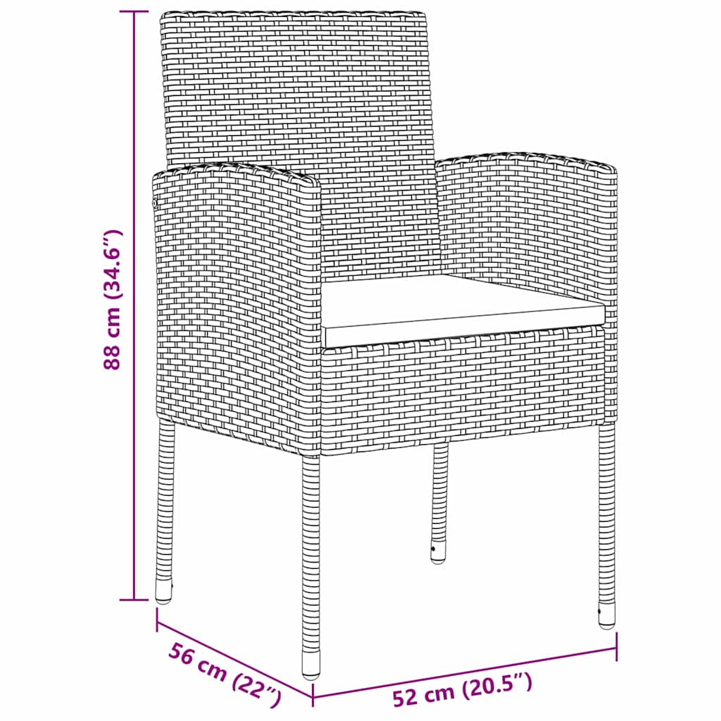 Have Spisebordssæt med pude 5 pcs Sort Poly rattan
