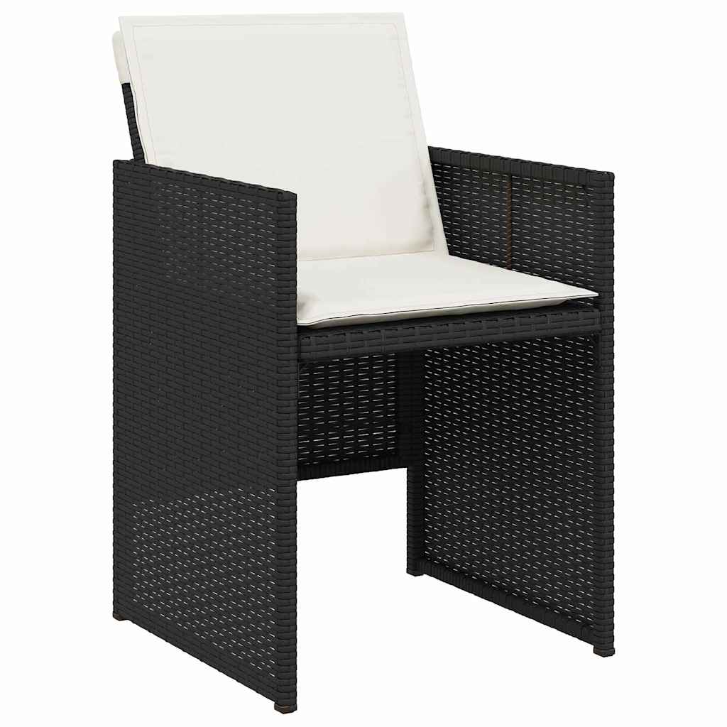 Have Spisebordssæt med pude 5 pcs Sort Poly rattan