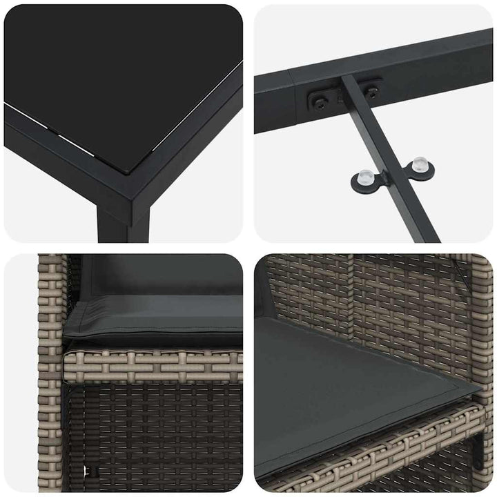 Have Spisebordssæt med pude 5 pcs Grå Poly rattan