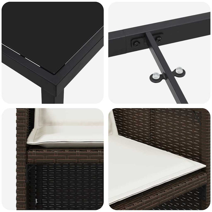 Have Spisebordssæt med pude 5 pcs Brun Poly rattan