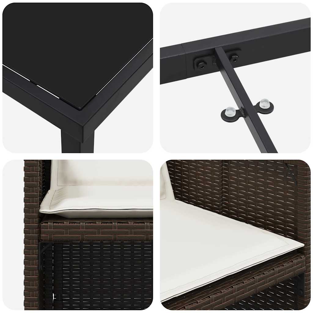 Have Spisebordssæt med pude 5 pcs Brun Poly rattan