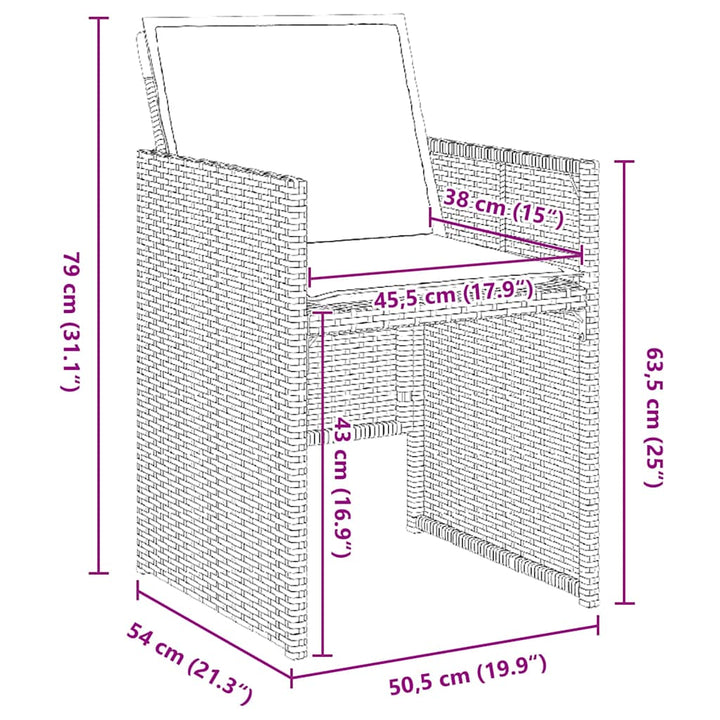 Have Spisebordssæt med pude 5 pcs Brun Poly rattan