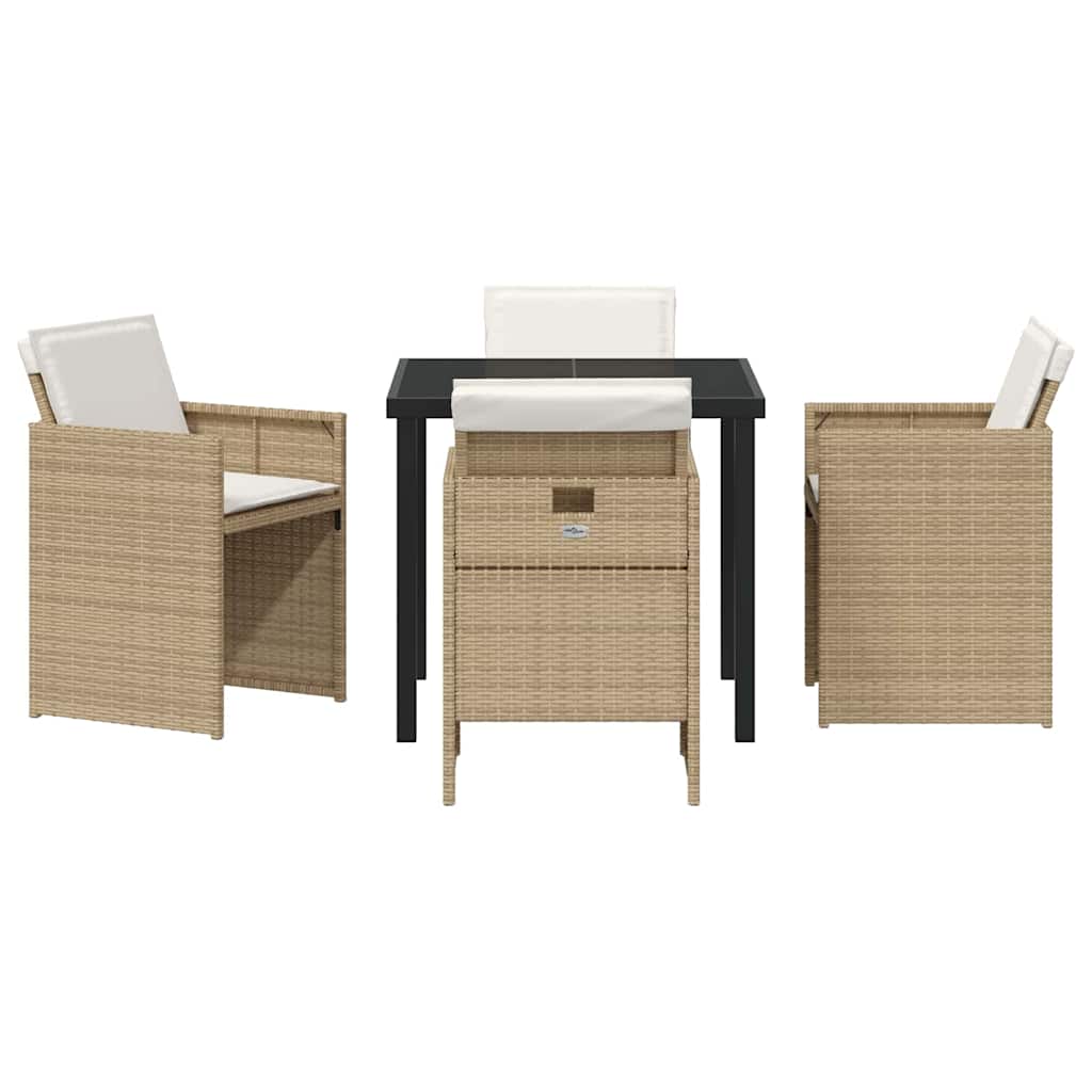 Have Spisebordssæt med pude 5 pcs Beige Poly rattan