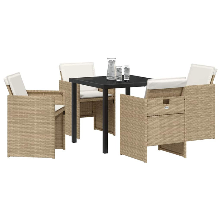 Have Spisebordssæt med pude 5 pcs Beige Poly rattan