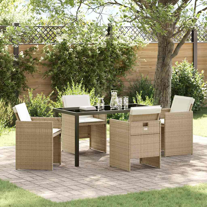 Have Spisebordssæt med pude 5 pcs Beige Poly rattan