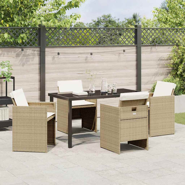 Have Spisebordssæt med pude 5 pcs Beige Poly rattan