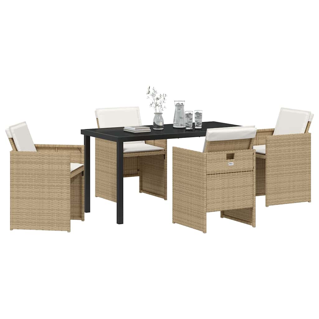 Have Spisebordssæt med pude 5 pcs Beige Poly rattan