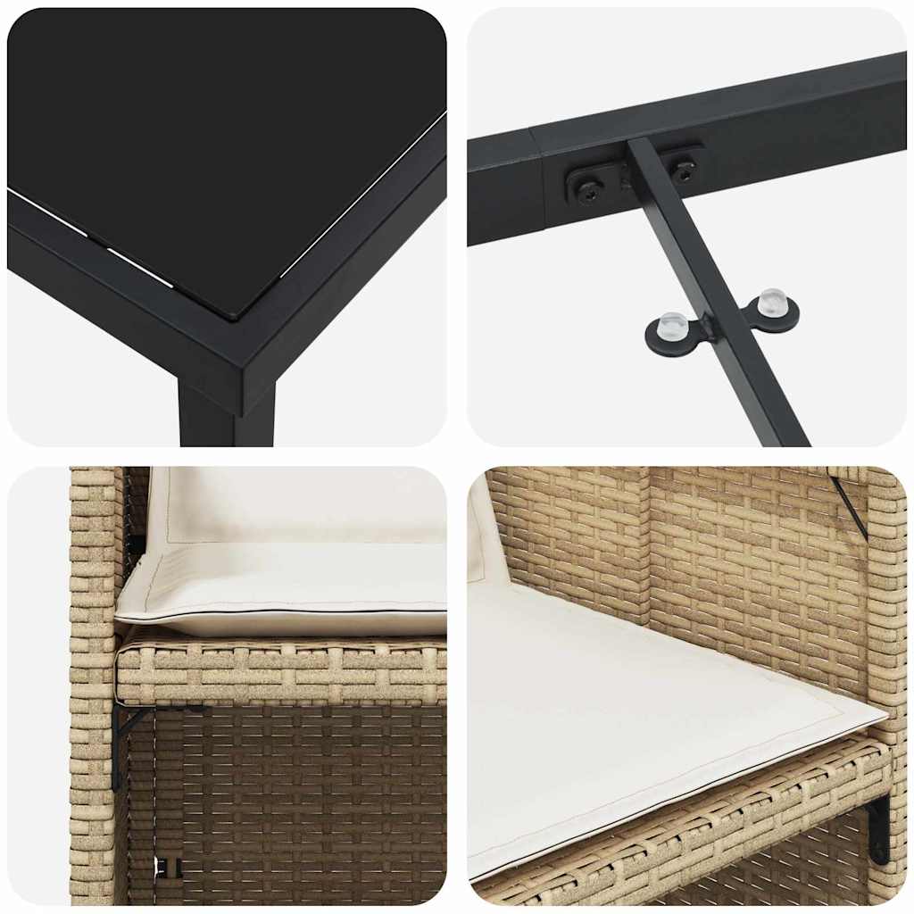 Have Spisebordssæt med pude 5 pcs Beige Poly rattan