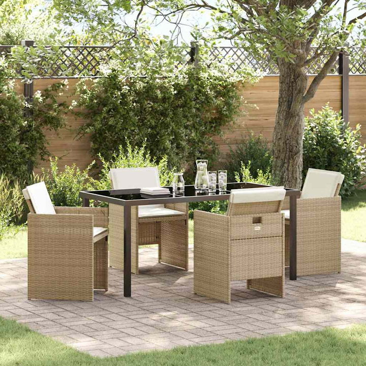 Have Spisebordssæt med pude 5 pcs Beige Poly rattan