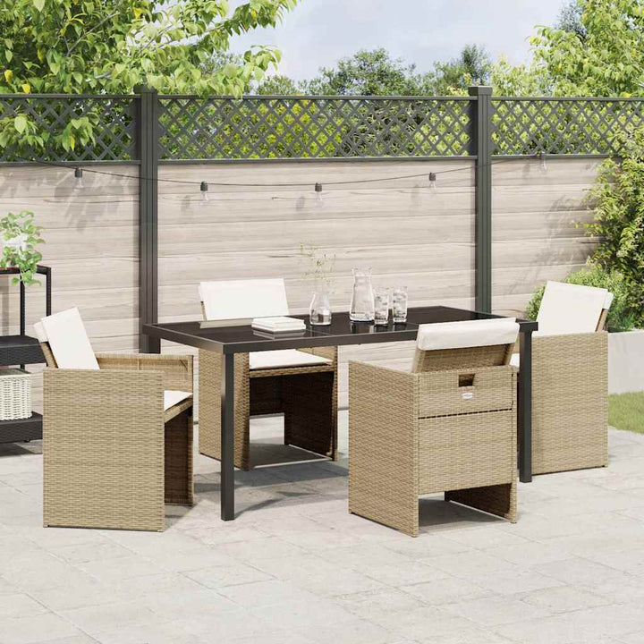 Have Spisebordssæt med pude 5 pcs Beige Poly rattan