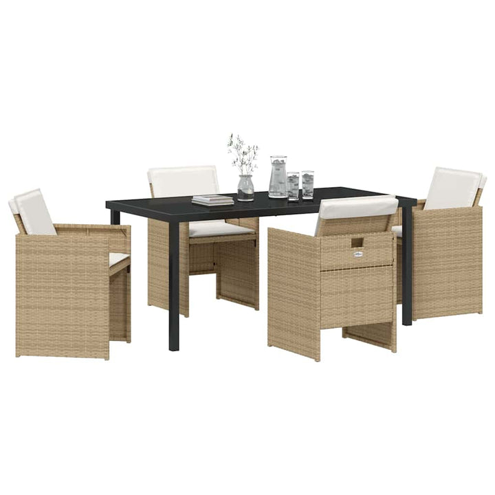 Have Spisebordssæt med pude 5 pcs Beige Poly rattan