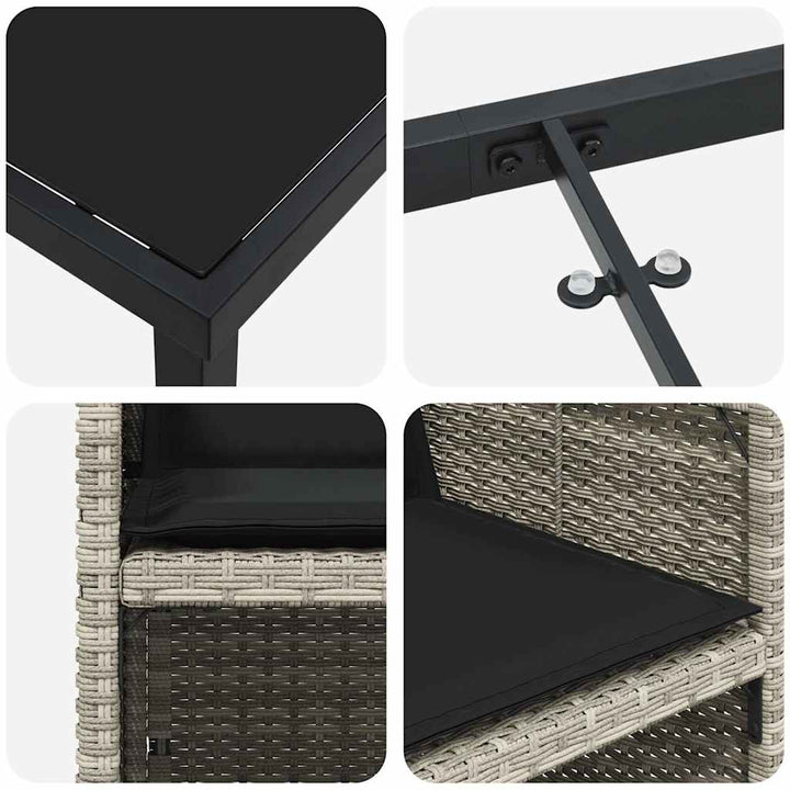 Have Spisebordssæt med pude 5 pcs Lysegrå Poly rattan