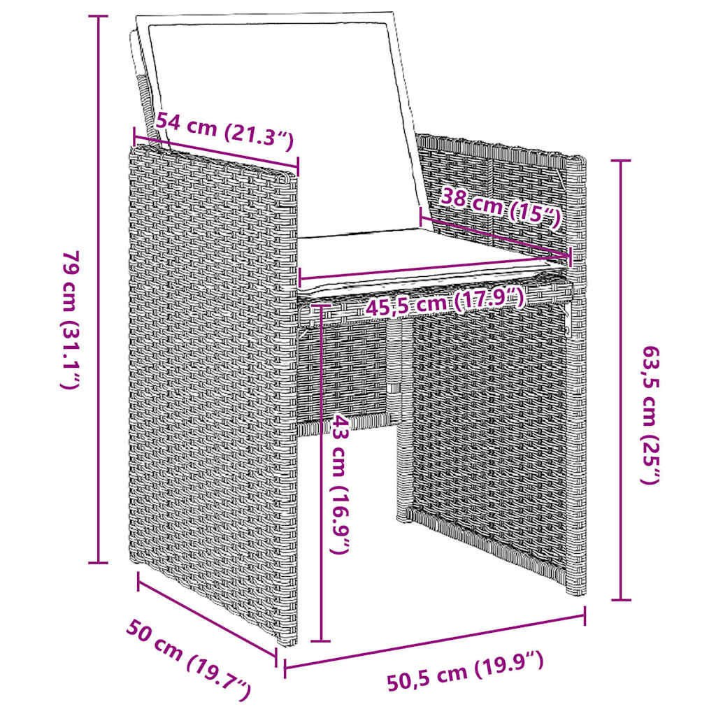 Have Spisebordssæt med pude 5 pcs Lysegrå Poly rattan