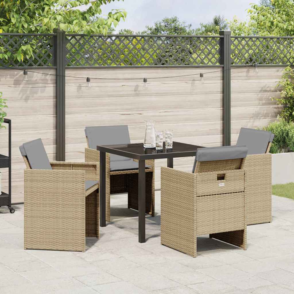 Have Spisebordssæt med pude 5 pcs Beige Poly rattan