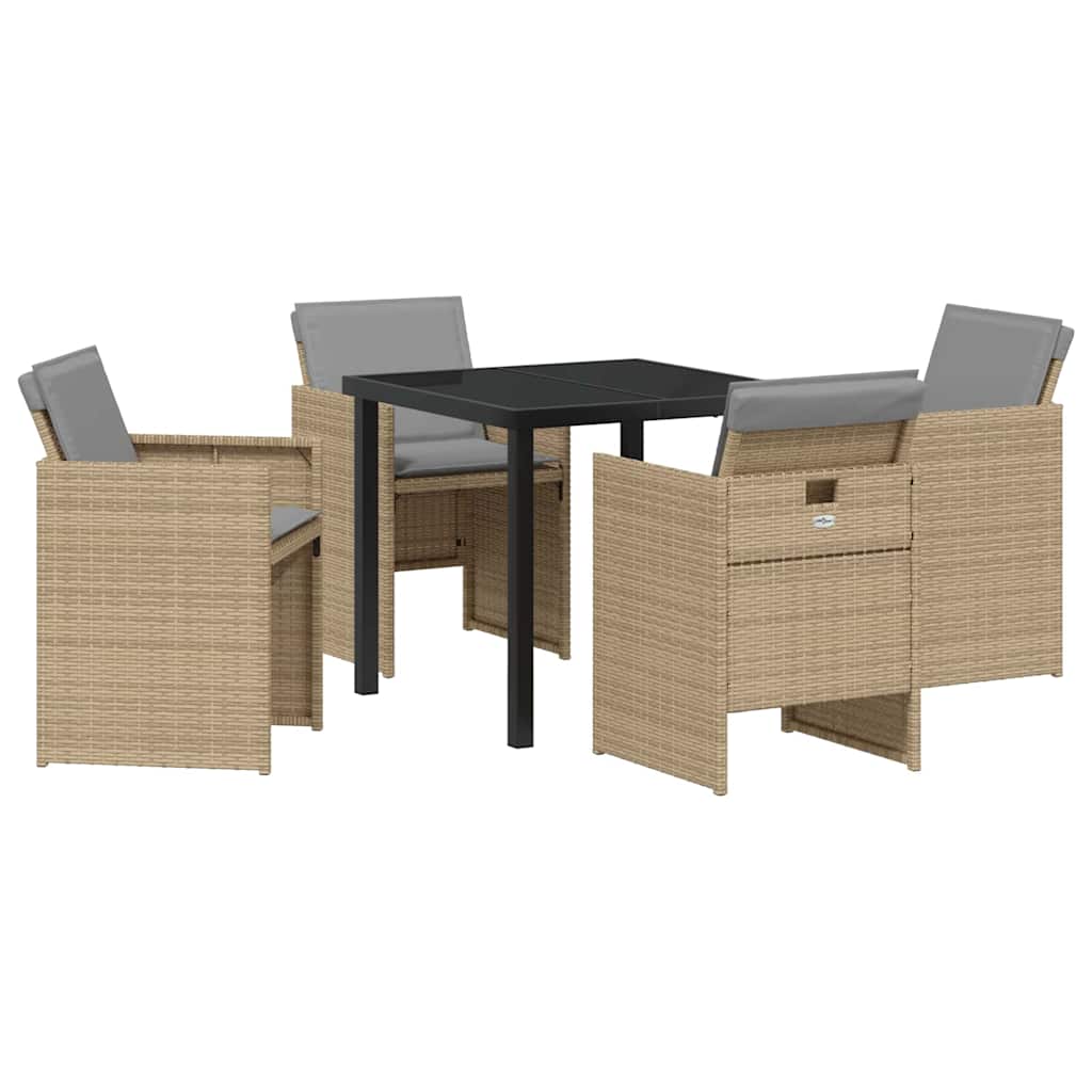 Have Spisebordssæt med pude 5 pcs Beige Poly rattan