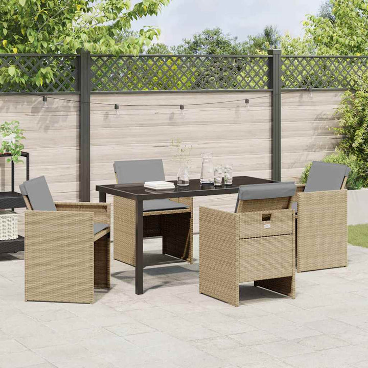 Have Spisebordssæt med pude 5 pcs Beige Poly rattan