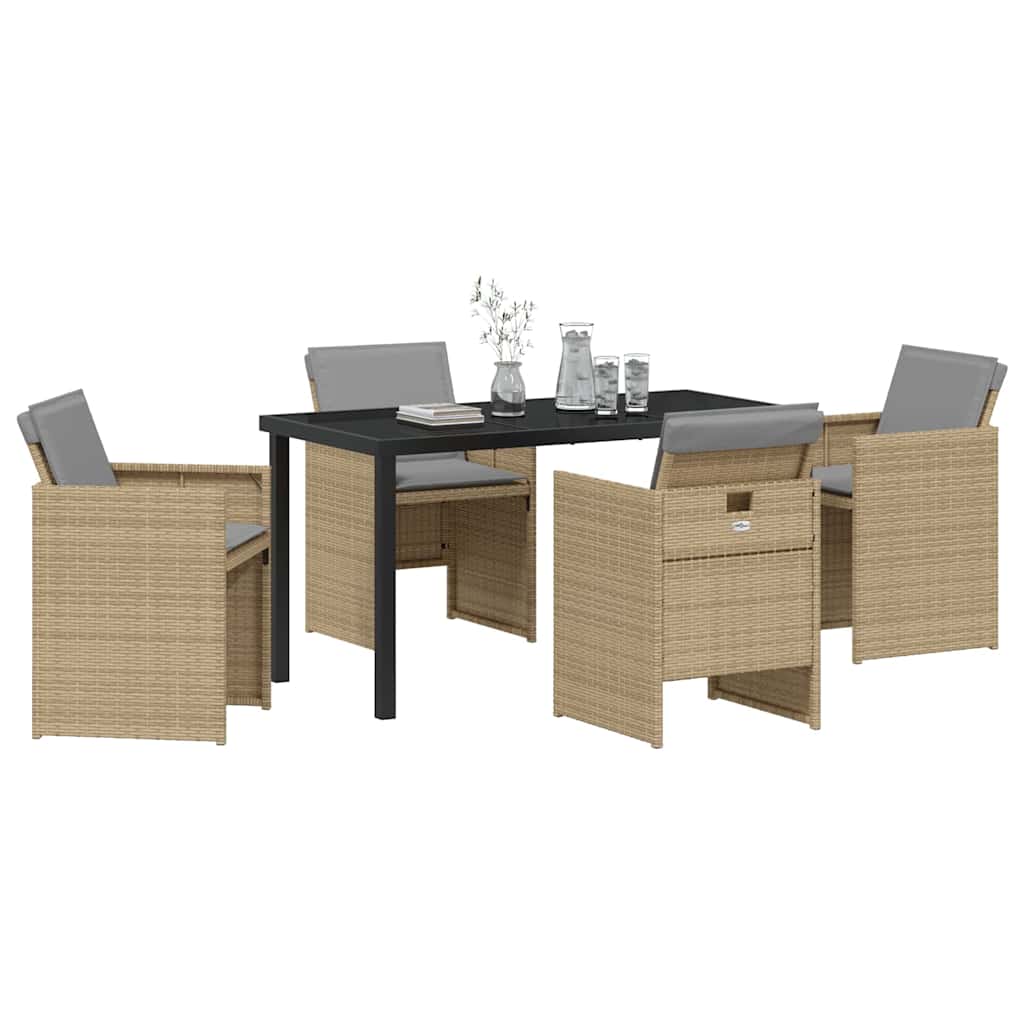 Have Spisebordssæt med pude 5 pcs Beige Poly rattan