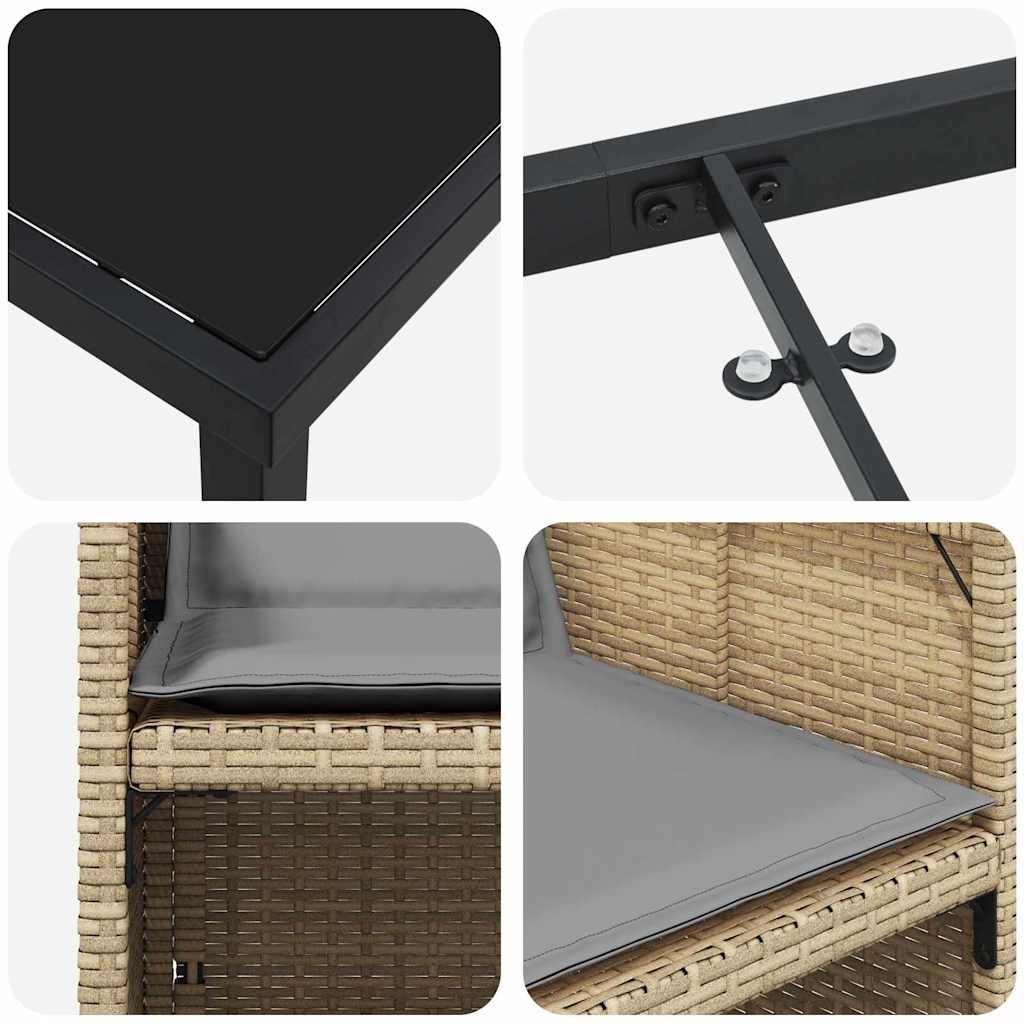 Have Spisebordssæt med pude 5 pcs Beige Poly rattan