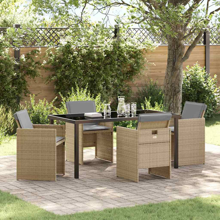 Have Spisebordssæt med pude 5 pcs Beige Poly rattan